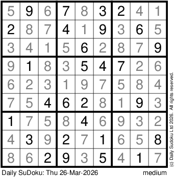 Yesterdays Sudoku Puzzle Solution